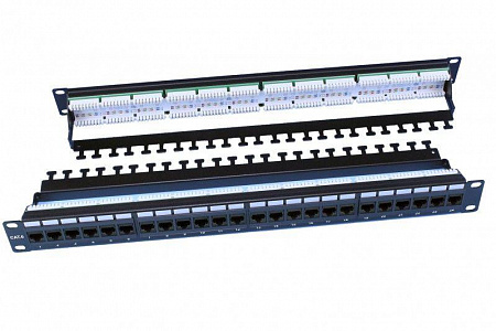 Патч-панель Hyperline 1U RJ45 кат.6 24 порта Dual IDC ROHS PP3-19-24-8P8C-C6-110D черный