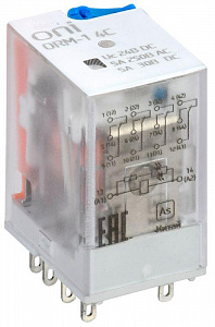 Реле интерфейсное IEK ONI ORM-1 4C 24В DC с LED и тестовой кнопкой ORM-1-4C-DC24V-L-B