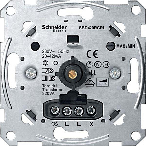 Механизм поворотного светорегулятора-переключателя Schneider Electric Merten, 420 Вт, скрытый монтаж MTN5138-0000