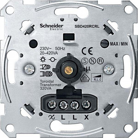 Механизм поворотного светорегулятора-переключателя Schneider Electric Merten, 420 Вт, скрытый монтаж