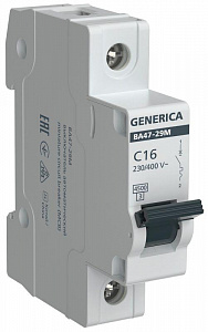 Автоматический выключатель GENERICA 1п C 16А 4.5кА ВА47-29М MVA21-1-016-C-G