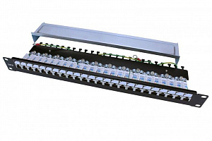 Патч-панель Hyperline PP3-19-24-8P8C-C6-SH-110D 1U 24 порта RJ45 экранированная кат.6, Dual IDC ROHS черный 246048