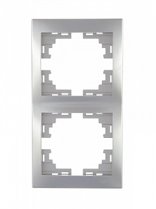 Рамка LEZARD Mira 2 поста вертикальная серый металлик 701-1000-152