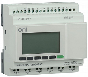 Контроллер программируемый логический ONI PLR-M. CPU DI12/DO06 220В AC PLR-M-CPU-18R00AAC