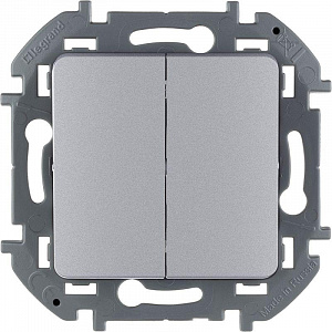 Выключатель 2-кл. Inspiria (группа Legrand) 10А IP20 250В 10AX механизм алюм. 673622