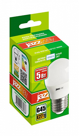 Лампа светодиодная PLED-ECO 5Вт G45 шар 4000К нейтр. бел. E27 400лм 220-240В JazzWay