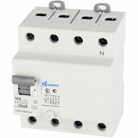 Выключатель дифференциального тока Контактор УЗО-100Про 4П 63А 300мА тип AC