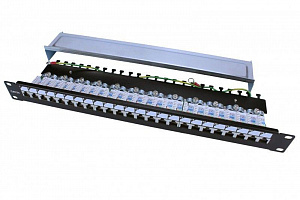 Патч-панель Hyperline 1U 5E экранированная 24 порта RJ45 Dual IDC ROHS PP3-19-24-8P8C-C5E-SH-110D черный 246037