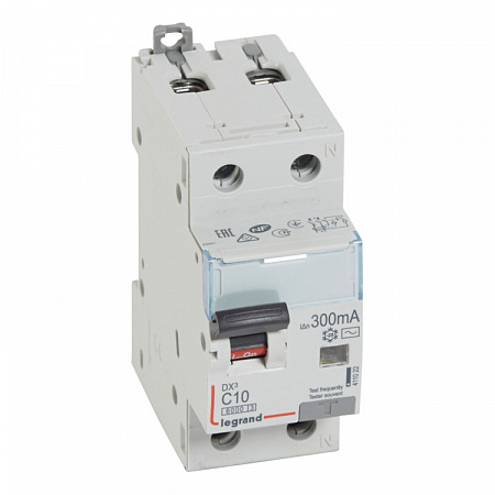 Дифференциальный автоматический выключатель Legrand DX3 1П+N 10А 300мА, тип AC, 6кА, C