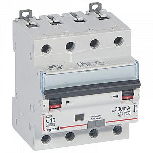 Дифференциальный автоматический выключатель Legrand DX3 4п C 10А 300мА тип A 10кА 411238