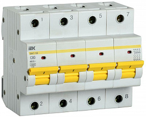 Автоматический выключатель IEK KARAT ВА47-150 80А 4п C, 15 кА MVA50-4-080-C