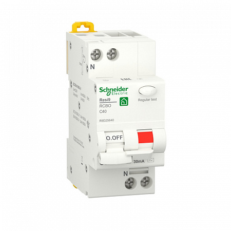 Дифференциальный автоматический выключатель Schneider Electric Resi9 1П+N 40A 30мА, тип AC, 6кА, C