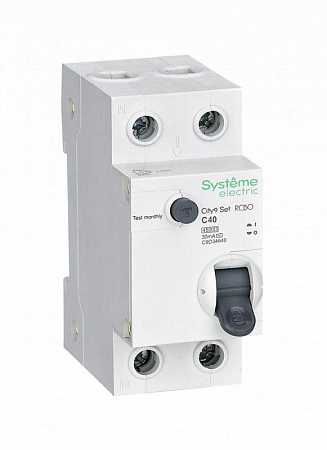 Дифференциальный автоматический выключатель Systeme Electric City9 Set 2п (1P+N) C 40А 30мА тип AC 4.5кА