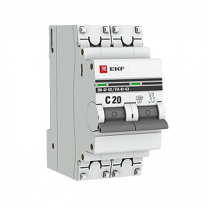Автоматический выключатель EKF ВА 47-63 PROxima 20А 2п 4.5кА, C mcb4763-2-20C-pro