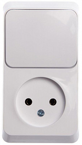 Блок открытой установки Systeme Electric Этюд белый, выключатель 1-клавишный, розетка 1-местная без заземления BPA16-204B