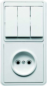 Блок скрытой установки Кунцево-Электро БКВР-039 Бэлла белый, выключатель 3-клавишный, розетка 1-местная без заземления 5839