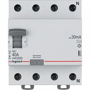 Выключатель дифференциального тока Legrand RX3 4п 40А 30мА тип AC 402063