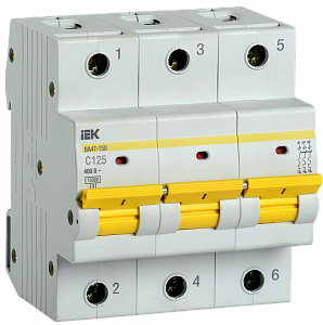 Автоматический выключатель IEK ВА47-150 125А 3п 15кА, C MVA50-3-125-C