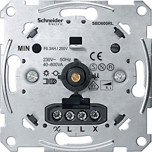 Механизм поворотного светорегулятора-переключателя Schneider Electric Merten, 600 Вт, скрытый монтаж MTN5133-0000