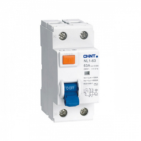 Выключатель дифференциального тока CHINT NL1-100 S 2П 63А 100мА тип AC, 10кА