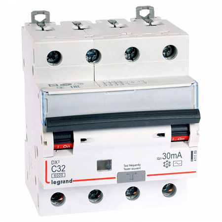 Дифференциальный автоматический выключатель Legrand DX3 4П 32А 30мА, тип AC, 10кА, C