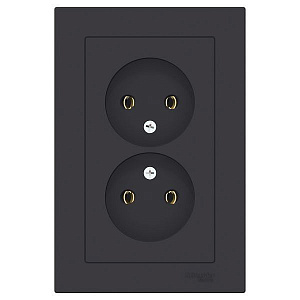 Розетка двухместная Systeme Electric AtlasDesign, скрытый монтаж, карбон ATN001020