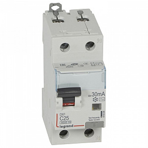 Дифференциальный автоматический выключатель Legrand DX3 1П+N 25А 30мА, тип AC, 6кА, C 411004