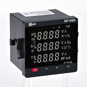 Мультиметр цифровой DEKraft МТ-96D 3ф 100В 5А RS-485 96х96мм LED-дисплей 51422DEK