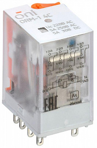 Реле интерфейсное IEK ONI ORM-1 4C 220В AC с LED и тестовой кнопкой ORM-1-4C-AC220V-L-B