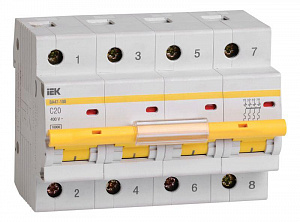 Автоматический выключатель IEK KARAT ВА47-100 20А 4п C, 10 кА MVA40-4-020-C