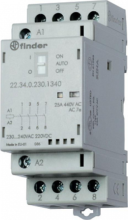 Контактор модульный Finder 25А 4NO AgSnO2 230В AC/DC 35мм IP20