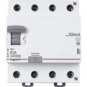Выключатель дифференциального тока Legrand RX3 4п 63А 300мА тип AC 402072