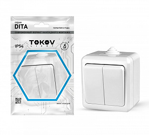 Выключатель 2-клавишный ОП Dita IP54 10А 250В бел. TOKOV ELECTRIC TKL-DT-V2-C01-IP54