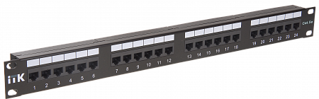 Патч-панель ITK 1U категория 5Е UTP, 24 порта IDC Dual