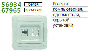 Розетка компьютерная 1-м СП Classic RJ45 IP20 бел. POWERMAN 1151423