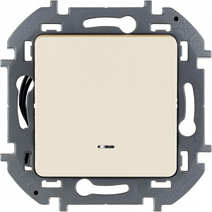 Механизм переключателя 1-кл. Inspiria (группа Legrand) 10А IP20 250В 10AX с подсветкой / индикацией сл. кость 673661