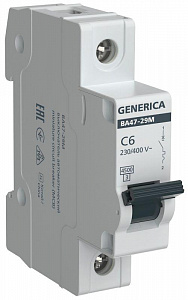 Автоматический выключатель GENERICA 1п C 6А 4.5кА ВА47-29М MVA21-1-006-C-G