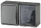 Блок открытой установки Эра Эксперт 11-7401-03 серый IP54, выключатель 1-клавишный, розетка 1-местная защитные шторки с заземлением