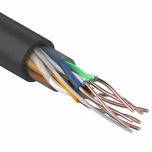 Кабель витая пара Rexant U/UTP 5E 4х2х24AWG PE, внешний черный 01-0045