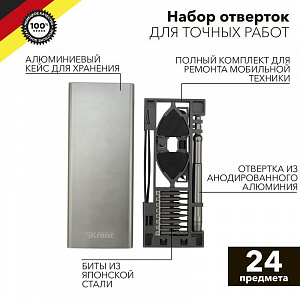Набор отверток Kranz RA-04 для точных работ, 24 предмета KR-12-4754