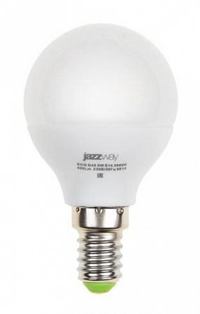 Лампа светодиодная PLED-ECO 5Вт G45 шар 4000К нейтр. бел. E14 400лм 220-240В JazzWay