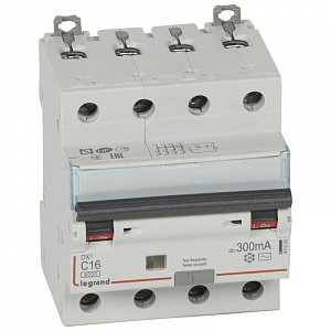 Дифференциальный автоматический выключатель Legrand DX3 4п C 16А 300мА тип AC 10кА 411205