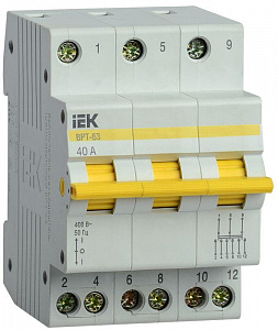 Выключатель-разъединитель трехпозиционный IEK ВРТ-63 3п 40А MPR10-3-040