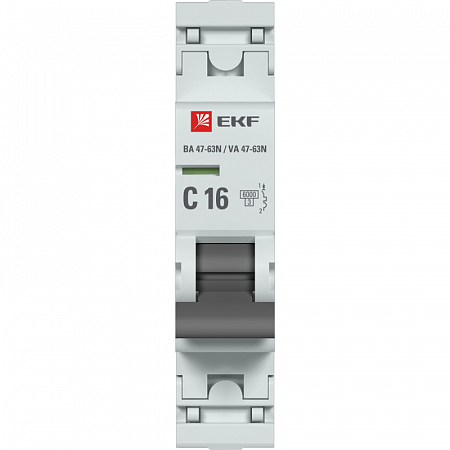 Автоматический выключатель EKF PROxima 1п 16А (C) 6кА ВА 47-63N