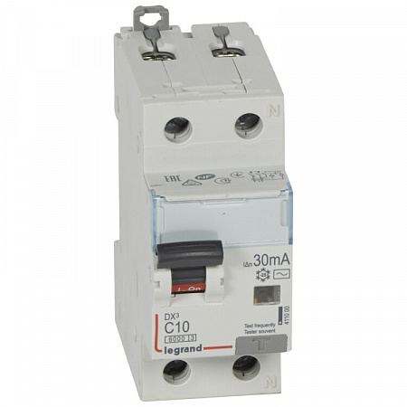 Дифференциальный автоматический выключатель Legrand DX3 1П+N 10А 30мА, тип AC, 10кА, C