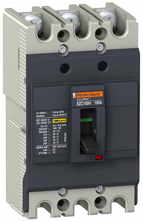 Автоматический выключатель Schneider Electric EasyPact EZC100H 3п 16А 3T, 30кA, 380В