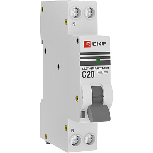 Дифференциальный автоматический выключатель EKF АВДТ-63М PROxima 2П 20А 30мА, тип AC, 6кА, C D636EA20C30