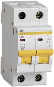 Автоматический выключатель IEK ВА47-29 40А 2п 4.5кА, B MVA20-2-040-B