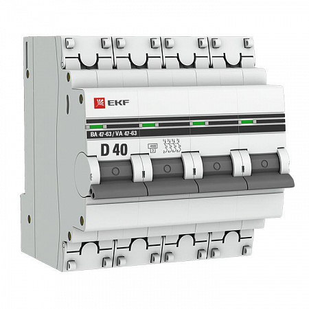 Автоматический выключатель EKF PROxima ВА 47-63 4п D 40А 4.5кА