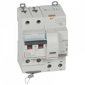 Дифференциальный автоматический выключатель Legrand DX3 2П 16А 30мА, тип AC, 10кА, C 411158